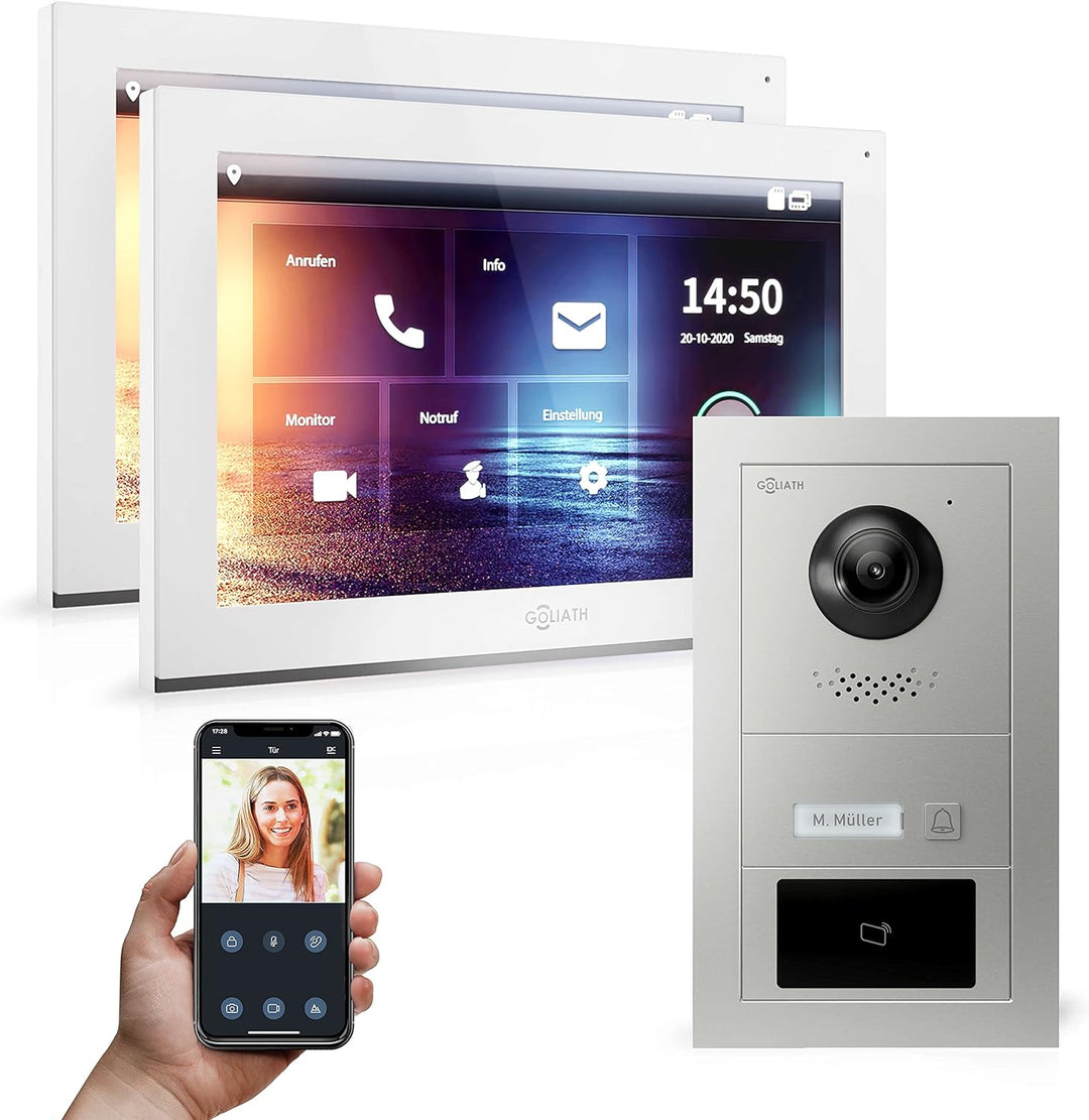 Goliath Hybrid | IP | Full-HD Video Türsprechanlage | App | 1-Fam | 2 x Full-Touchscreen 10" | Alumi