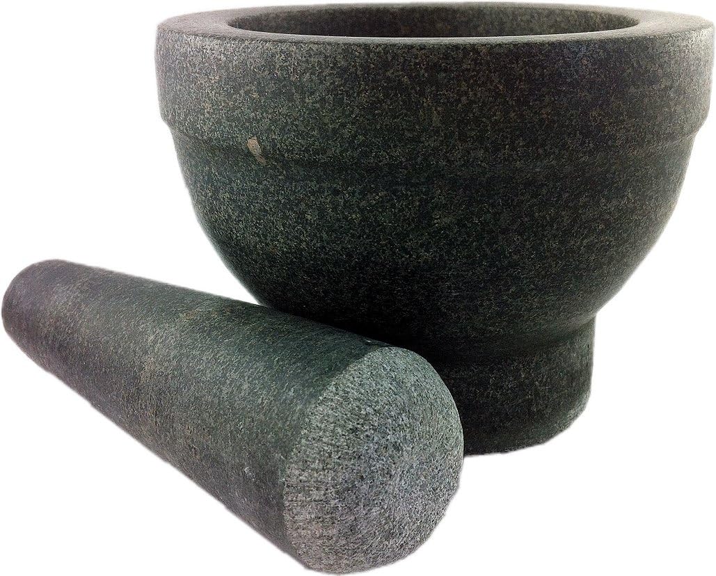 Granit Mörser mit Stössel (massiver Mörser aus Granit mit Schlegel) polierte Ausführung, iapyx®