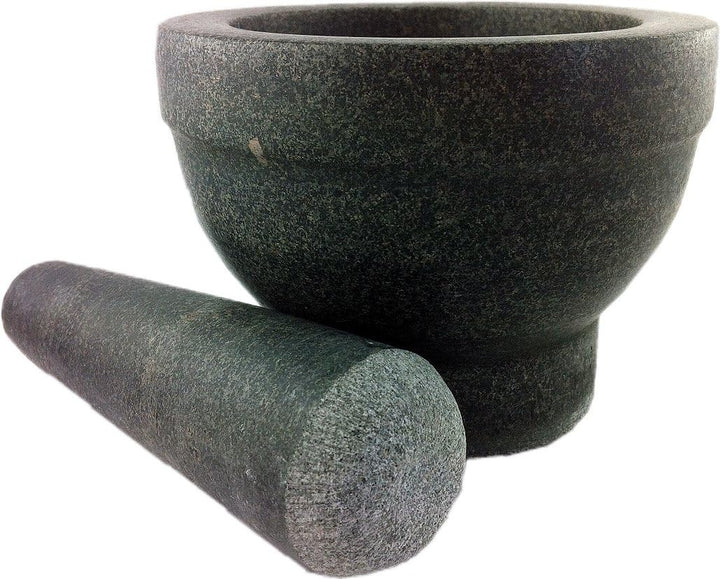 Granit Mörser mit Stössel (massiver Mörser aus Granit mit Schlegel) polierte Ausführung, iapyx®