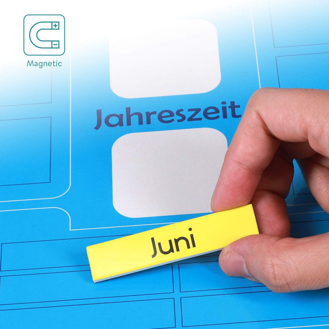 Navaris Kalender Tafel für Kinder - Lerntafel Jahreszeiten Uhr - Magnet Spiel Lernuhr - Kinderkalend
