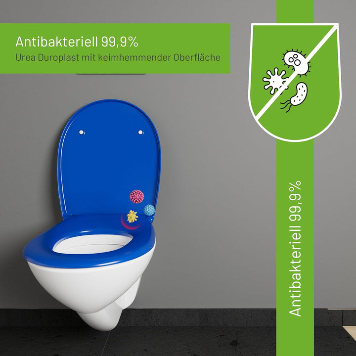 LUVETT® WC-Sitz mit Absenkautomatik C100 oval universell, Toilettendeckel mit 3 Edelstahl Montagelös