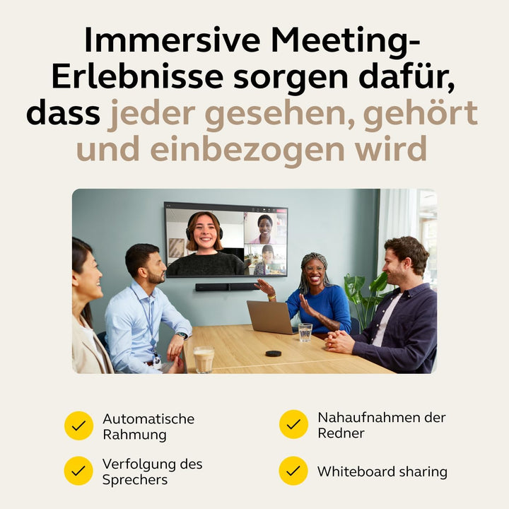 Jabra PanaCast 50 Videokonferenz Kamera – Panorama Webcam 4K mit Videokonferenzsystem für kleine & m