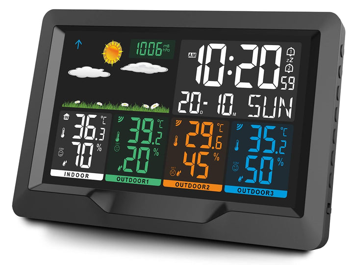 BERDSEN Wetterstation mit Display BD-904 Aussen- und Innentemperaturmessung Snooze-Alarmfunktionen B