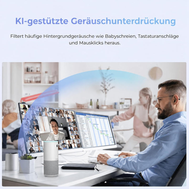 Nuroum Videokonferenz-Webcam mit Mikrofon&amp;Lautsprecher, C10 3-in-1 Kamera für Videokonferenz mit Fre