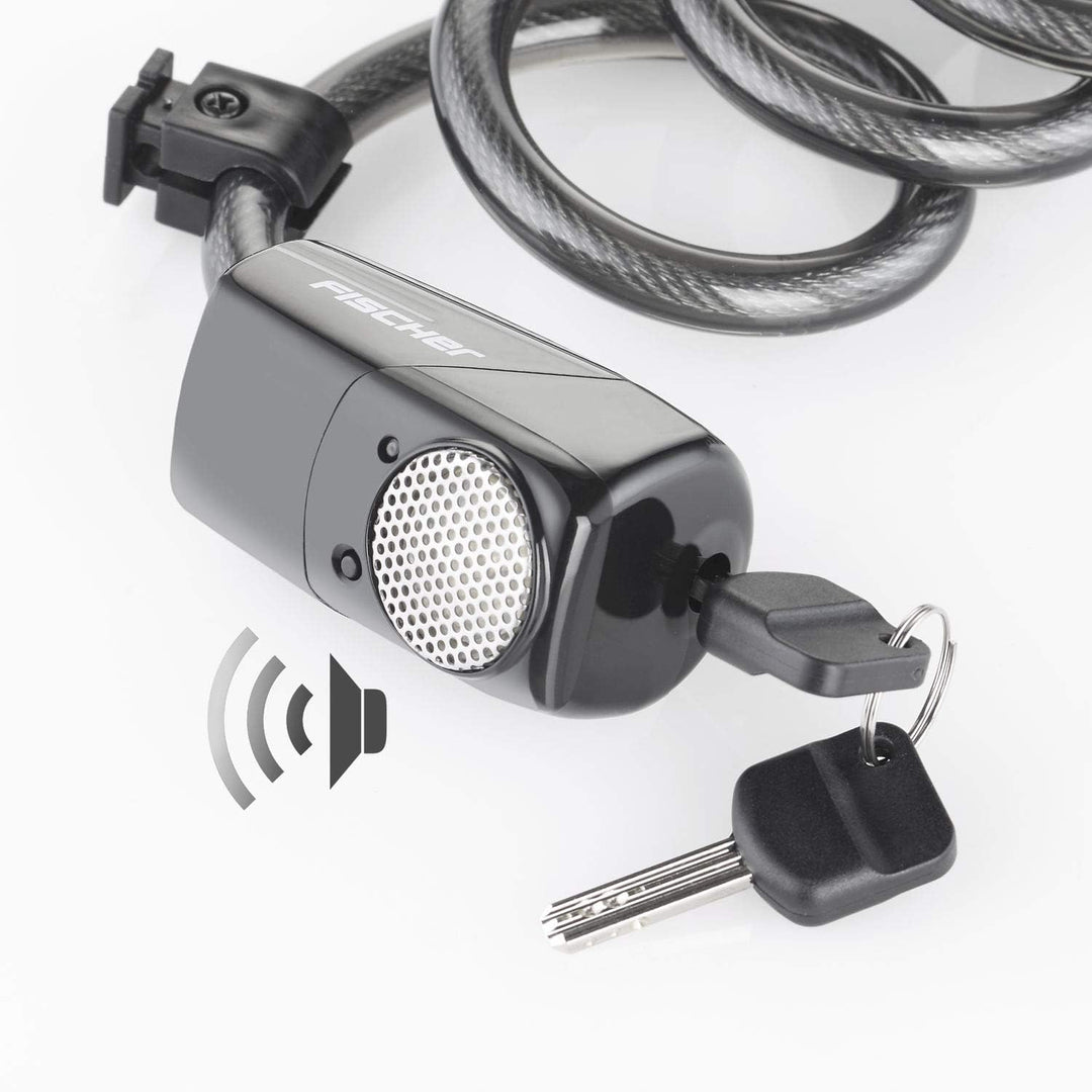 FISCHER Rucksack mit Blinkfunktion | E-Scooter | LED Blinker | 16 Liter & 85908 Alarm-Spiralschloss