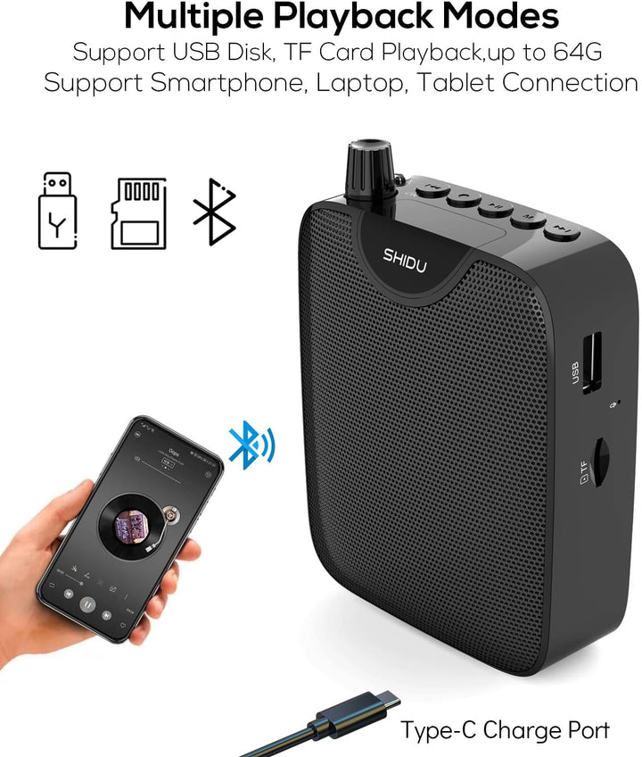 Sprachverstärker mit kabelgebundenem Mikrofon Headset, Stimmverstärker Tragbarer SHIDU S511 Mini-Lau