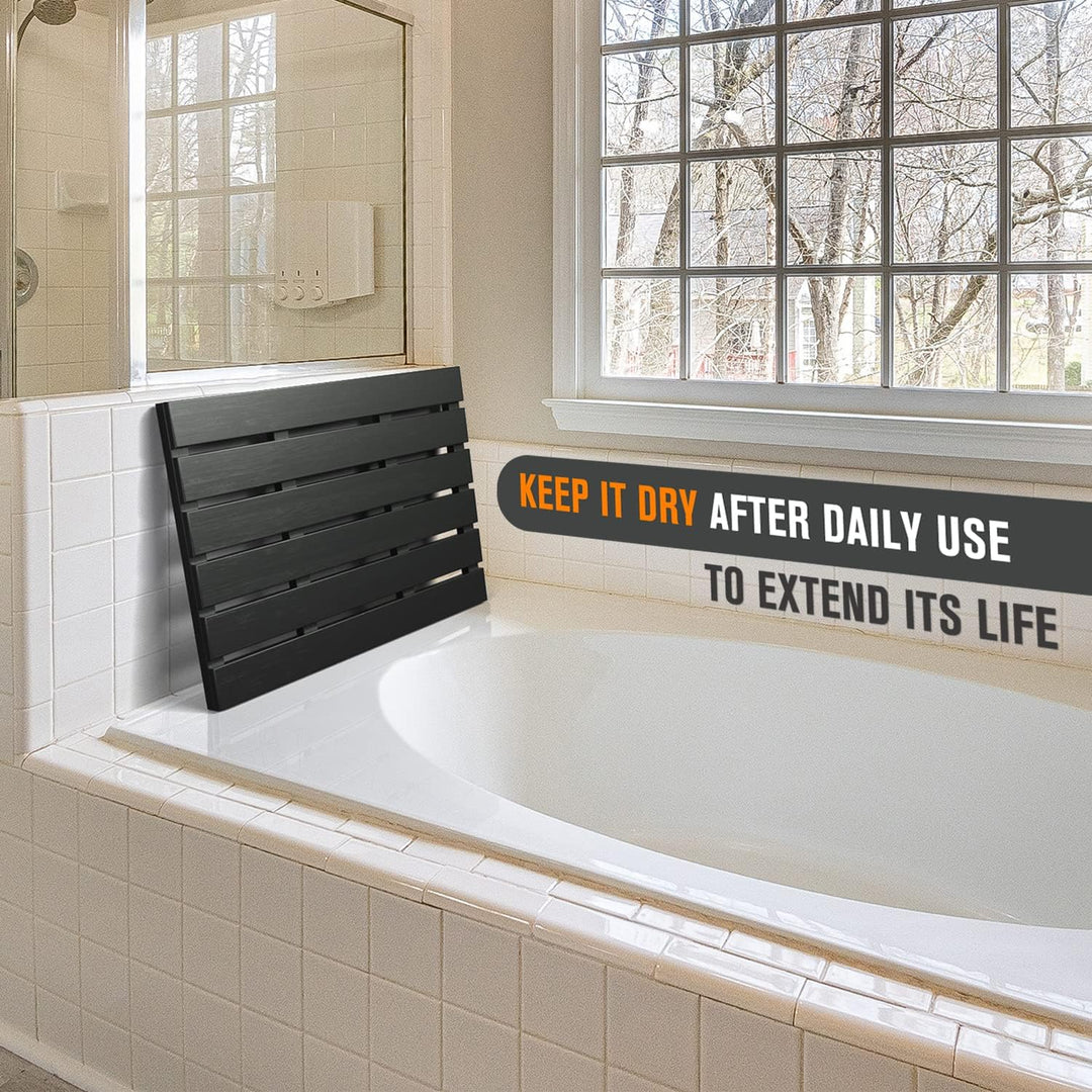 Badematte für Badezimmer Luxus Dusche - Rutschfest Bambus Holz Wasserdicht Bodenmatte für Innen oder