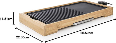 Tristar BP-2641 Bambus XL-Kombinierter Grill mit Teppanyaki-51 x 25,4 cm, Bamboo