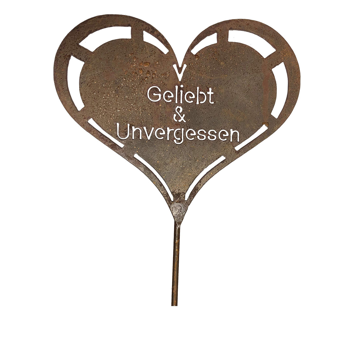 Radami Edelrost Grabherz Grabstecker Grabschmuck Gedenkstein Trauerherz Herz Spruch Stecker für Grab