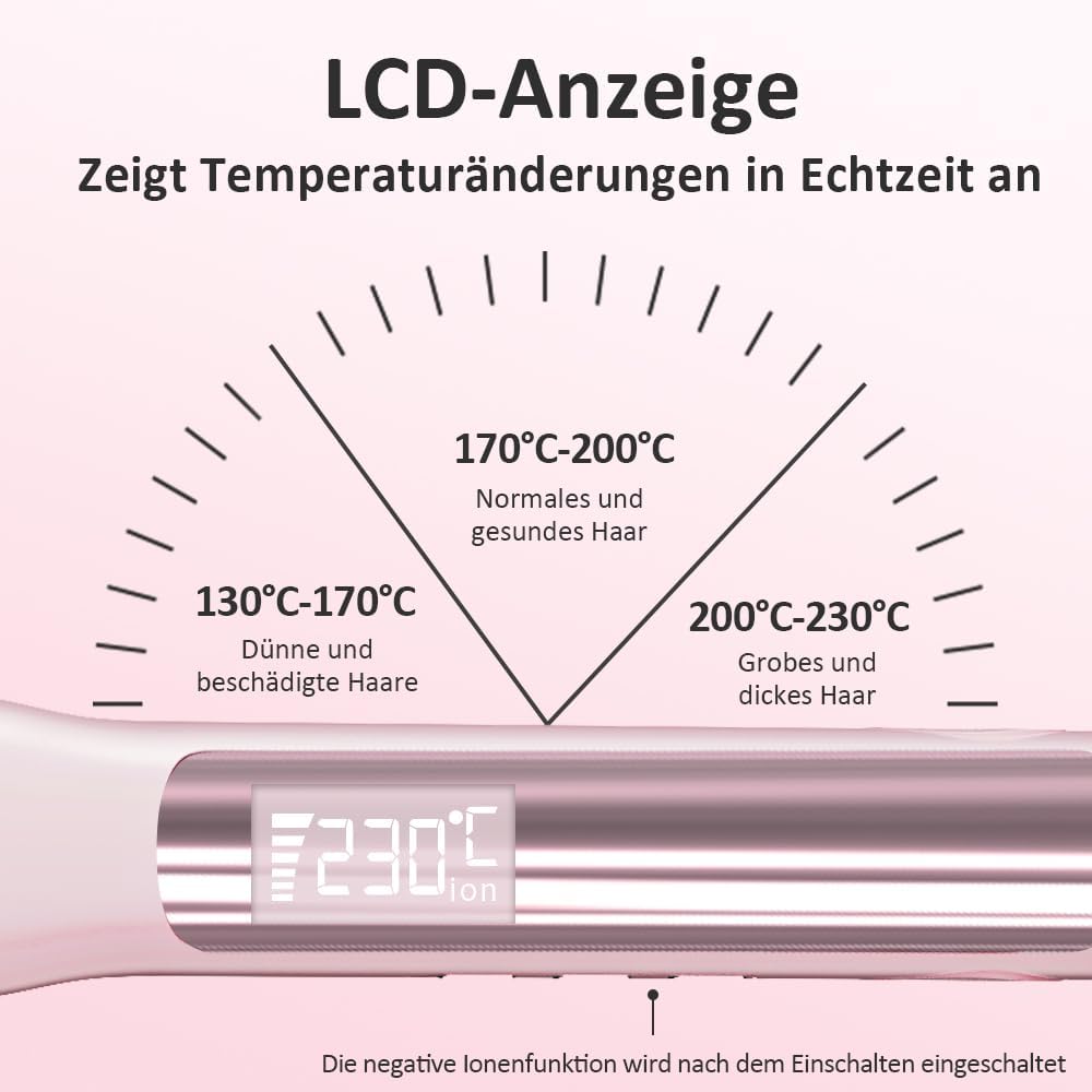 Faszin 2 in 1 Glätteisen Locken und Glätten, 20s Schnellaufheizung, Titanplatten Ionen Haarglätter f