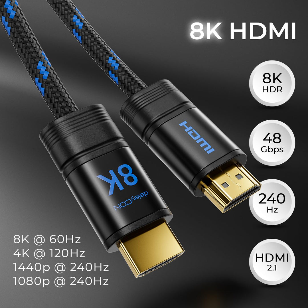 deleyCON 4m 8K HDMI 2.1b Kabel (48G, ULTRA Highspeed) Zertifiziert, 8K@60Hz 4K@144Hz 120Hz 2K@144Hz/