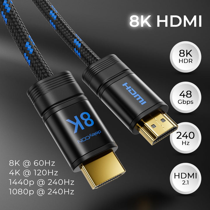 deleyCON 4m 8K HDMI 2.1b Kabel (48G, ULTRA Highspeed) Zertifiziert, 8K@60Hz 4K@144Hz 120Hz 2K@144Hz/