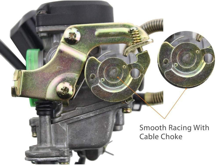 GOOFIT pd18j 18 mm Vergaser Carb mit Pumpe Accelerator Ersatz für GY6 50 cc 139QMB Scooter Mofa