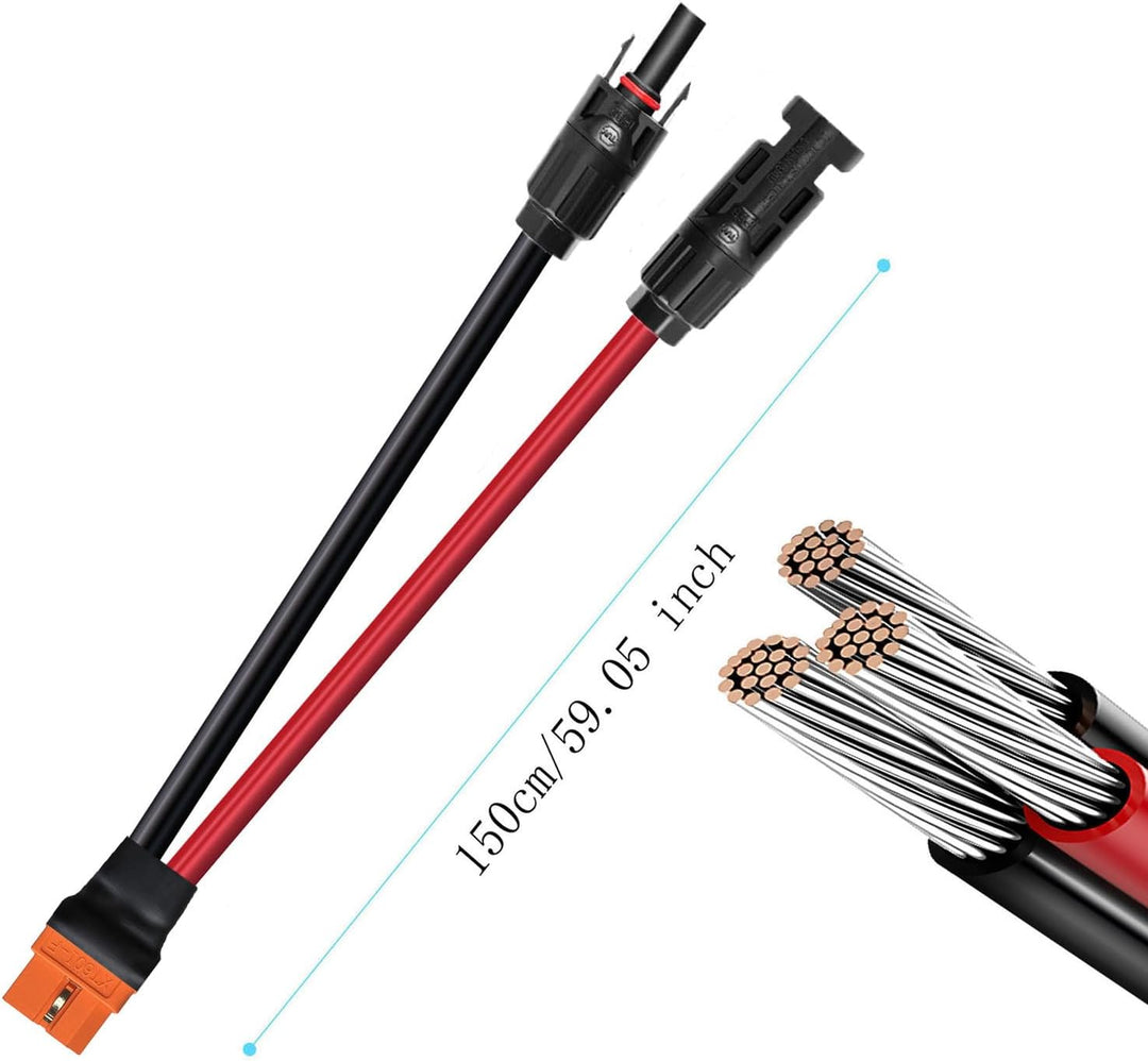 ZkeeShop Solar auf XT60i 1.5M Kabel 10AWG XT60I-F Solarkabel 6mm2 Verlängerungskabel Kompatibel für