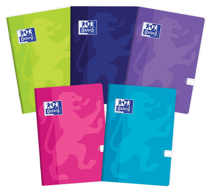Oxford Touch Schulheft A4, 60 Blätter, liniert, 5 Stück-Packung Farbenmix