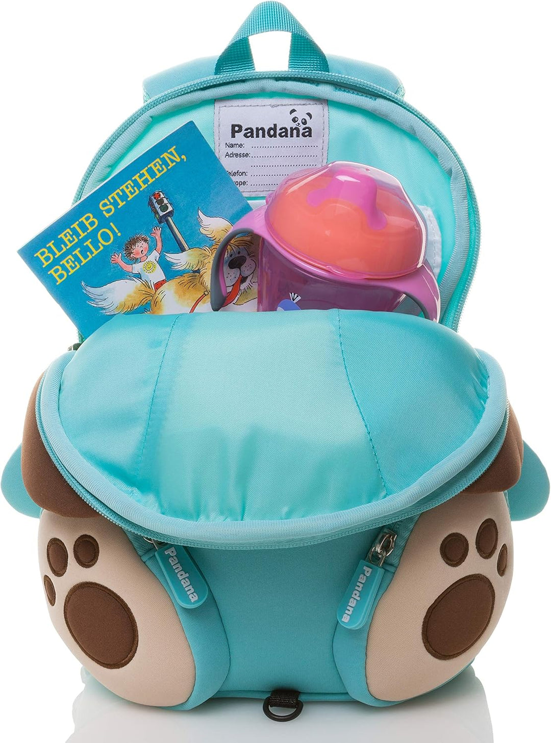 Pandana Kleiner Kinderrucksack Hubert Hund mit Brustgurt für Jungen und Mädchen im Kindergarten oder