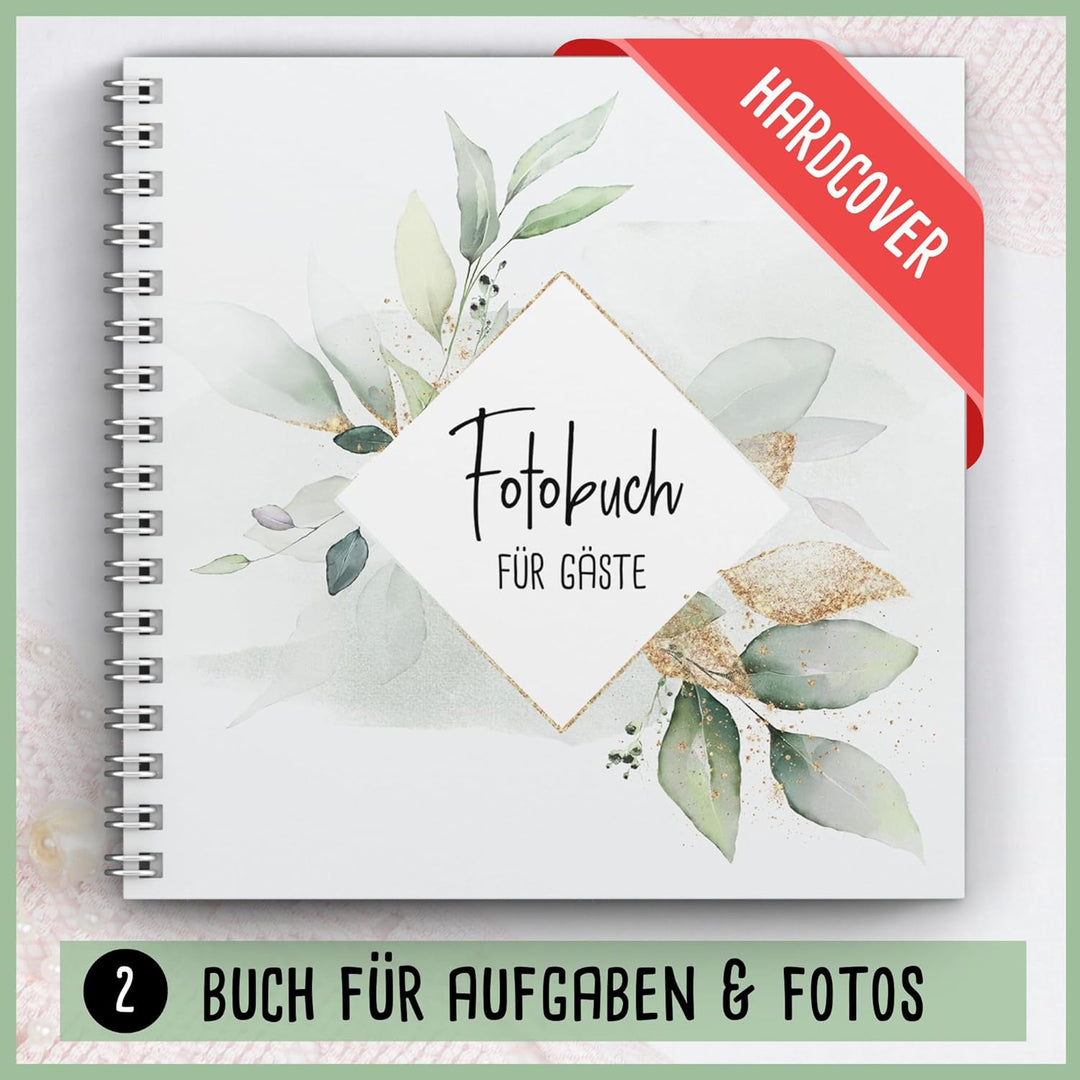 Fotospiel Hochzeit Set by snaPmee - 50+4 Fotoaufgaben, Fotobuch (Hardcover) mit Stift, 133 Sticker,