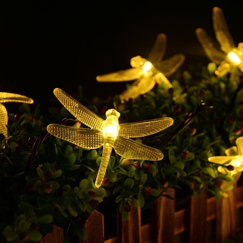 KEEDA 20 LED Solar Libellen Lichterkette - Wasserdicht, 8 Modi - Aussen 16ft Solarleuchten für Garte