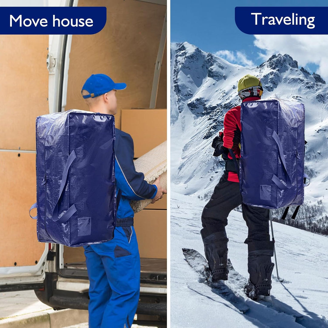 Dokeno 6 Stück 92L Aufbewahrungstasche, Grosse Umzugstaschen mit Rucksackgurten, Wasserdicht Aufbewa