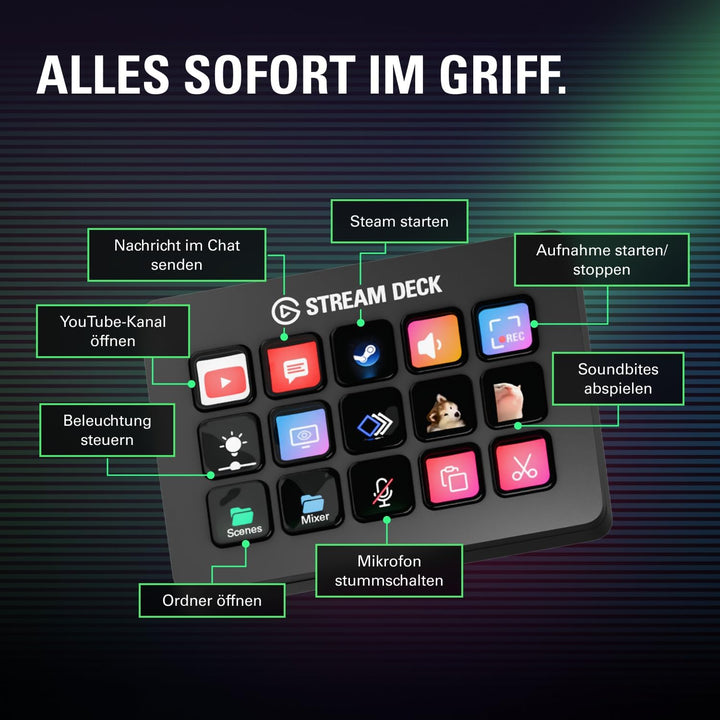 Elgato Stream Deck MK.2 – Studio-Controller, 15 Makrotasten, auslösen von Aktion in Apps und Softwar
