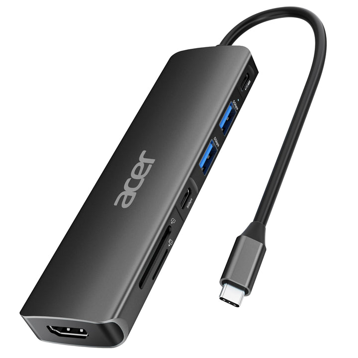 Acer USB C Hub, 7-in-1 USB-C zu HDMI Splitter, 2 USB 3.1 GEN1 und 5 Gbps Typ-C Datenanschluss, 4K HD