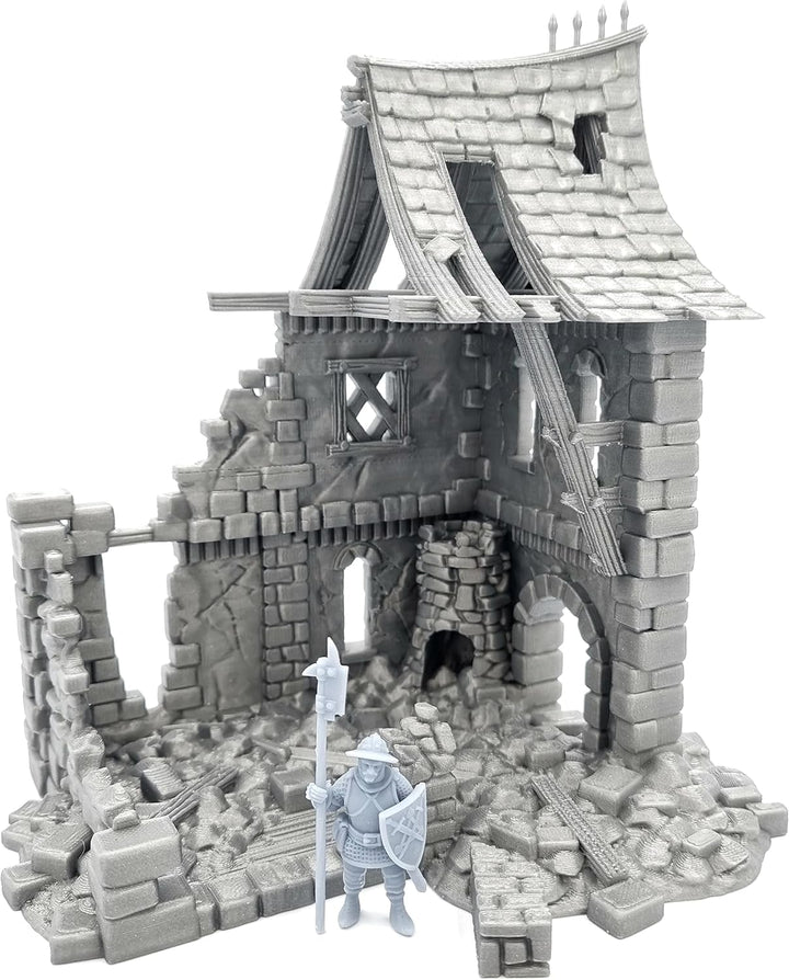 QP3D - Battle Ruined Medieval Building - Fantasy House Terrain Scenery for Tabletop & RPG 28-32mm Mi
