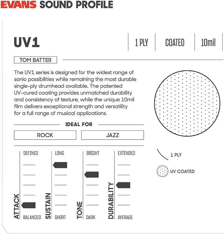 Evans B08UV1 UV1 beschichtetes Schlagfell 10-inch, 10-inch