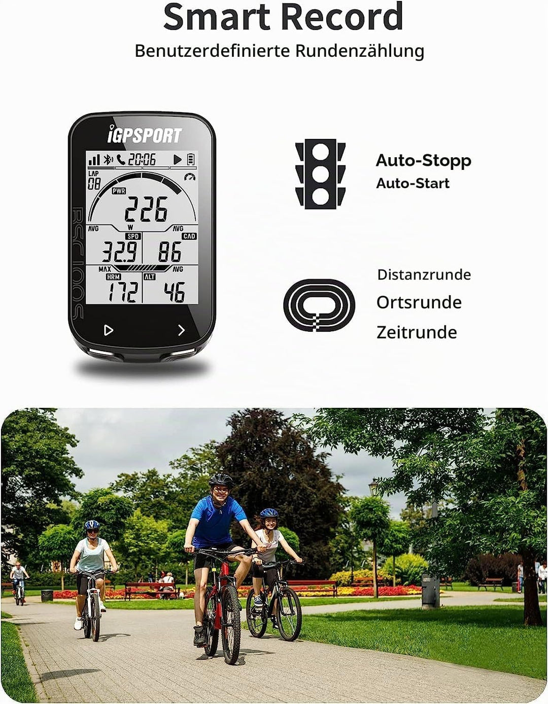iGPSPORT BSC100S Fahrradcomputer GPS mit 2,6-Zoll-Bildschirm, ANT+ Fahrradcomputer, kabellos wasserd