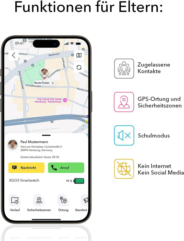 XPLORA XGO 3 - wasserdichte Telefon Uhr für Kinder - 4G, Anrufe, Nachrichten, Schulmodus, SOS-Funkti