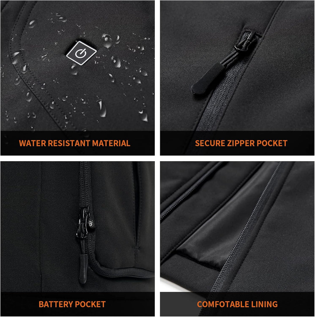 PROSmart Beheizbare Jacke für Damen wasserdichte Beheizte Jacke mit 12v Akku M Schwarz, M Schwarz