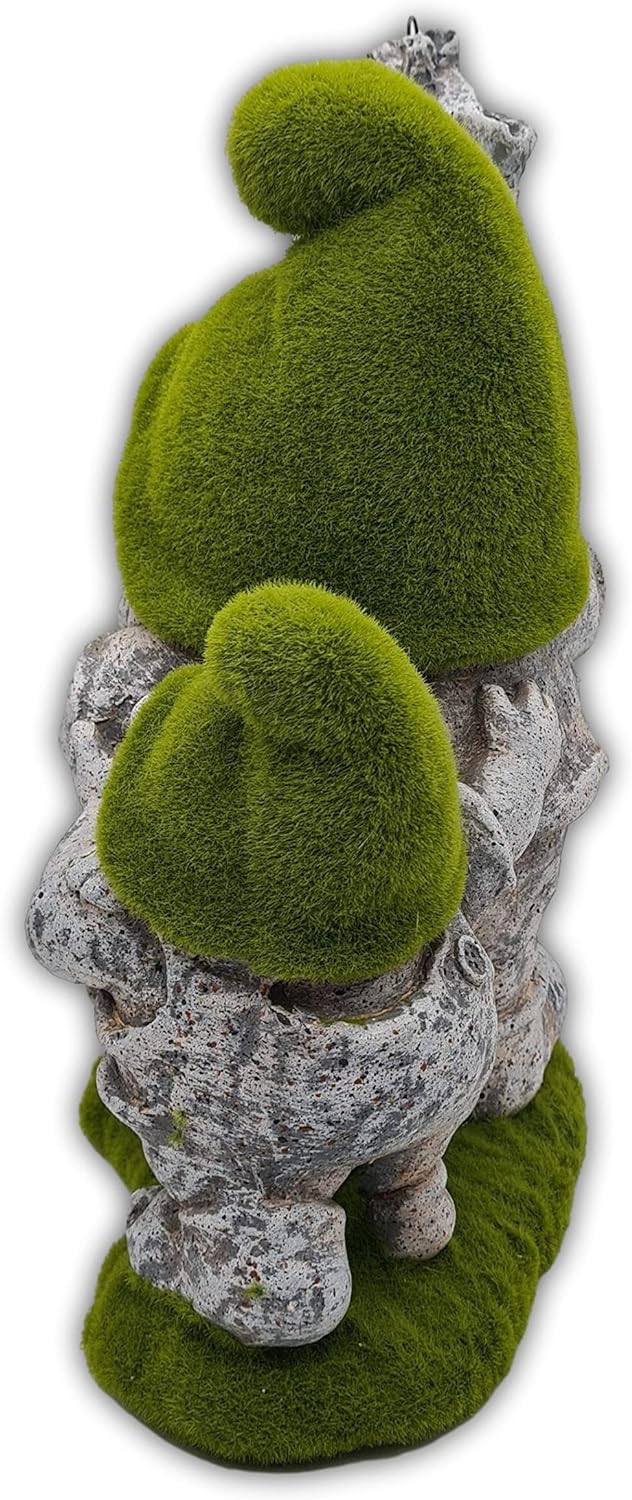 Wichtelstube-Kollektion Gartenzwerge Moos Wichtel für den Garten XXL mit Laterne Gartenfigur aus Ste