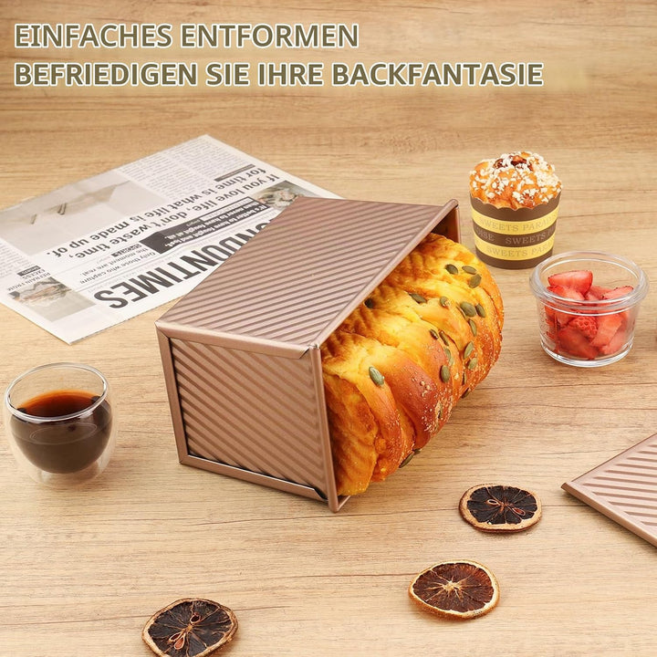 4PCS Brotbackform mit Deckel Set Toast Brot Backform Kastenform Antihaft Toastform mit Deckel inkl P