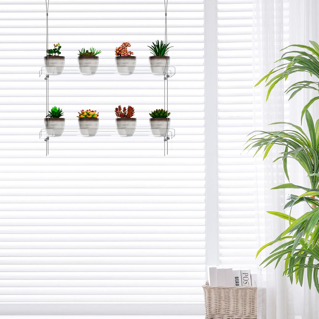 2-stöckiges transparentes Hängeregal, 40,6 cm, für Innenfenster, Pflanzenständer, Blumentopf-Organiz