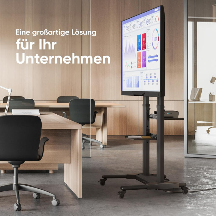 ONKRON TV Standfuss Fernseher aus Aluminium - TV Ständer rollbar & höhenverstellbar 40-80 Zoll LED P