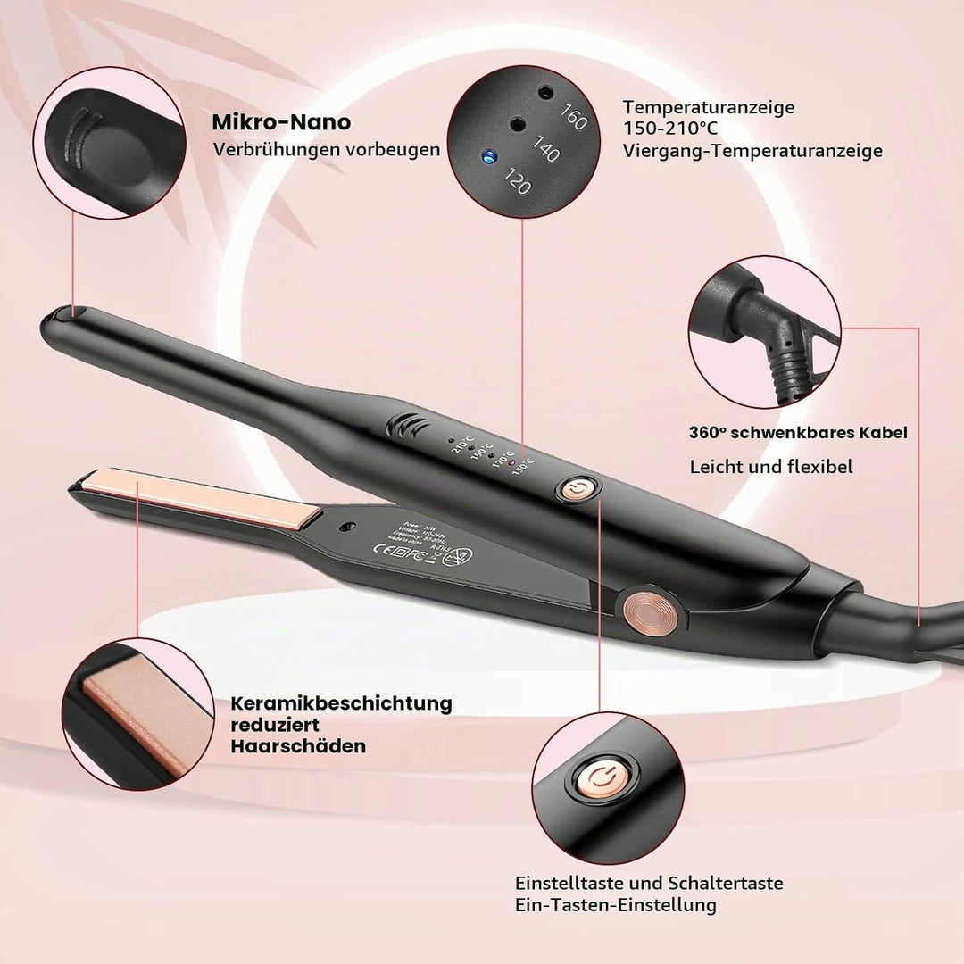 HyAdierTech Mini Glätteisen, 2 in 1Glätteisen Locken und Glätten, PTC-Heizelement Haarglätter, 150-2