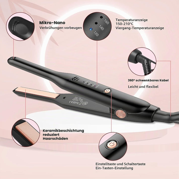 HyAdierTech Mini Glätteisen, 2 in 1Glätteisen Locken und Glätten, PTC-Heizelement Haarglätter, 150-2
