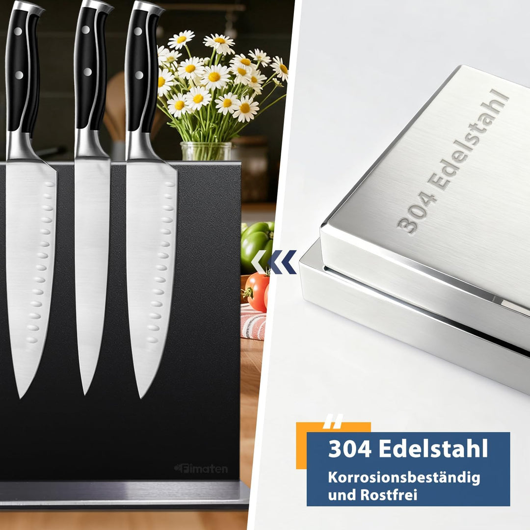 Magnetischer Messerblock ohne Messer - Schwarz Stark Magnetisch & Doppelseitig Messerblock aus Edels