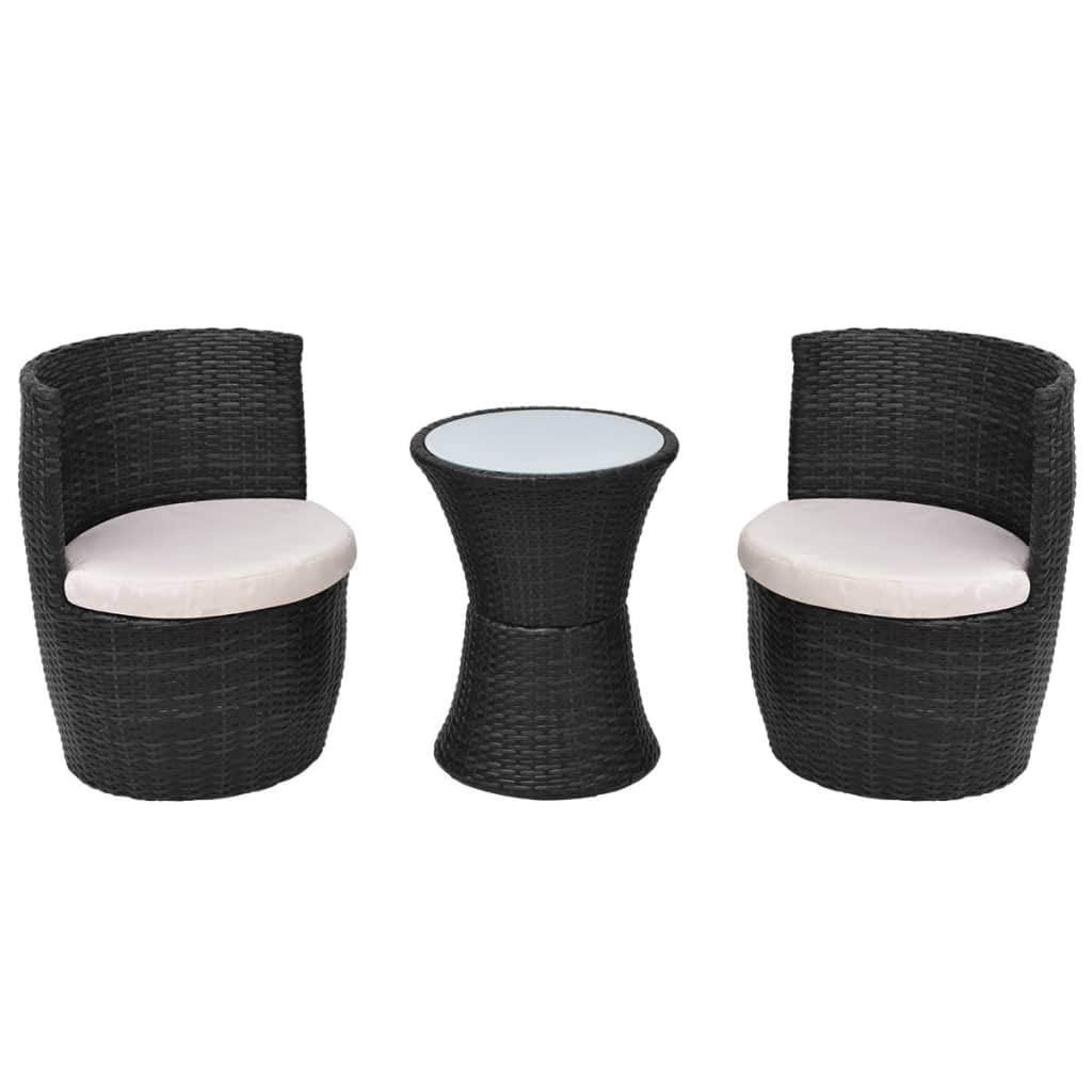 vidaXL Gartenmöbel 5-TLG. Poly Rattan Bistroset Sitzgruppe Garnitur Balkonset Schwarz, Schwarz