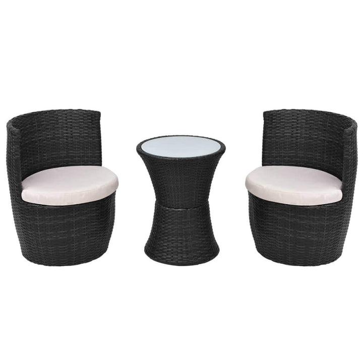 vidaXL Gartenmöbel 5-TLG. Poly Rattan Bistroset Sitzgruppe Garnitur Balkonset Schwarz, Schwarz