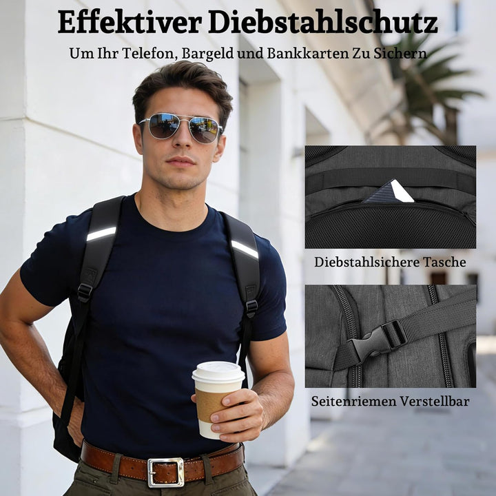 Rucksack Herren, Gross 15-17,3 Zoll Schulrucksack Laptop Rucksack, Business Reiserucksack mit USB La