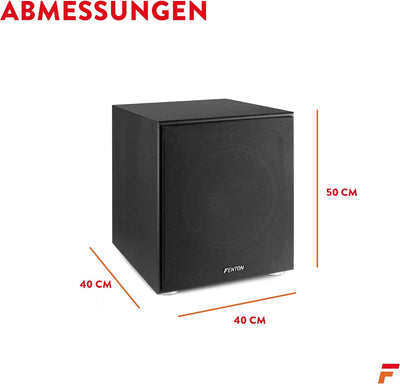 Fenton SHFS12B Subwoofer aktiv 12 Zoll, 400 Watt Sub Woofer, Integrierter Verstärker, Bass Box, Perf