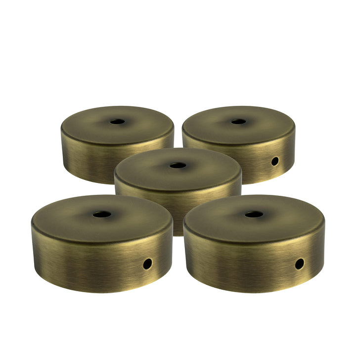 AMARCORDS - 5 Baldachin rosetten aus Metall, Farbe MESSING, Lampengehäuse komplett mit Kabelklemmenz