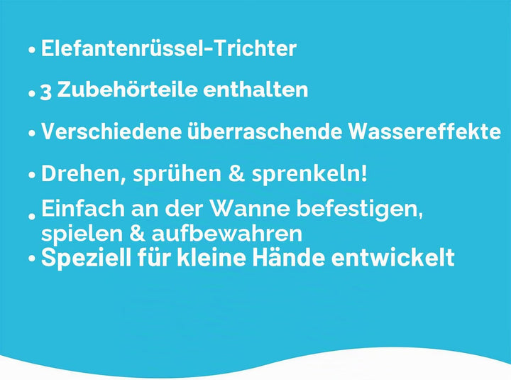 Yookidoo FunEleFun Fill ’N’ Sprinkle Badespielzeug – Elefantenrüssel-Trichter mit 3 austauschbaren A