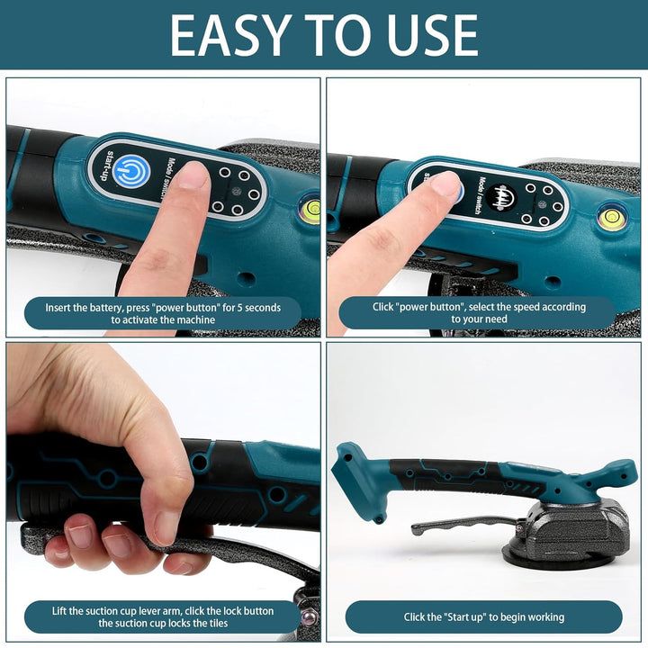 Fliesenvibrationsmaschine für Makita 18v, Fliesenleger-Vibrationsgerät mit 4,7" Saugnapf, 5 Gänge, e