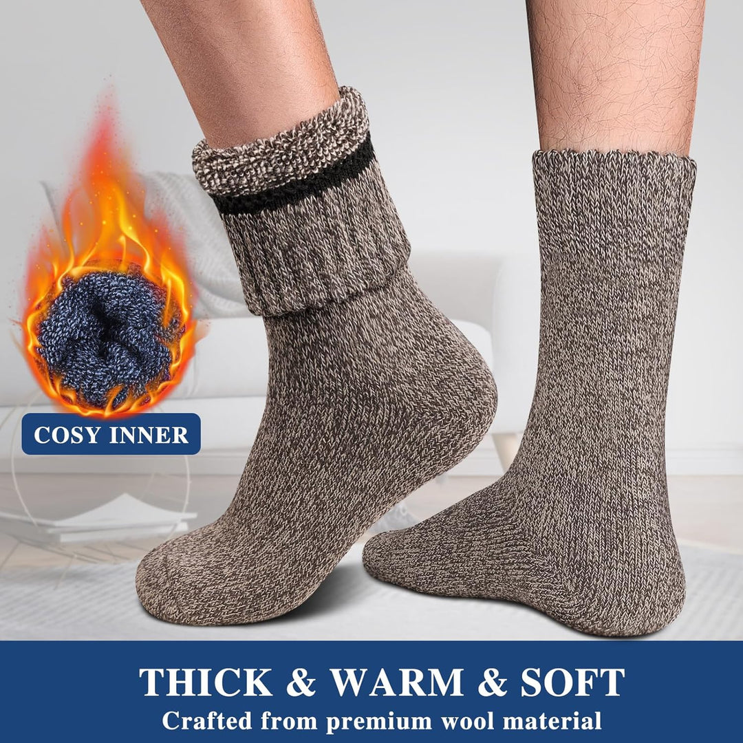 Reamphy 5 Paar Thermosocken Herren, Winter Warme Socken Merino Wollsocken Herren, Dicke Atmungsaktiv