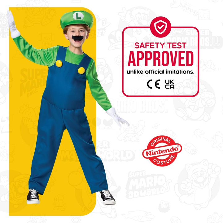 Super Mario Bros DISK10773L Luigi Kostum, Jungen, S