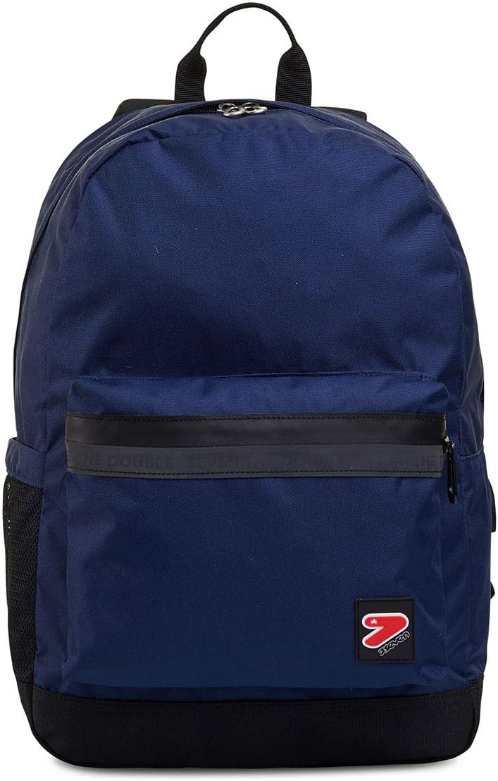 Seven Schulrucksack und Freizeit THE DOUBLE PRO mit Powerbank, blau, L, American Dunkelblau I, Dunke