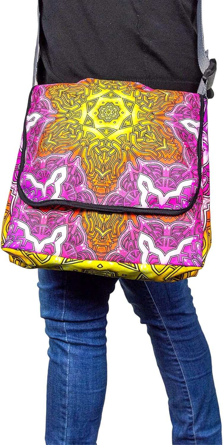 PSYWORK Schwarzlicht Umhänge Tragetasche Neon Shining Star Neon UV-aktiv wasserabweisend