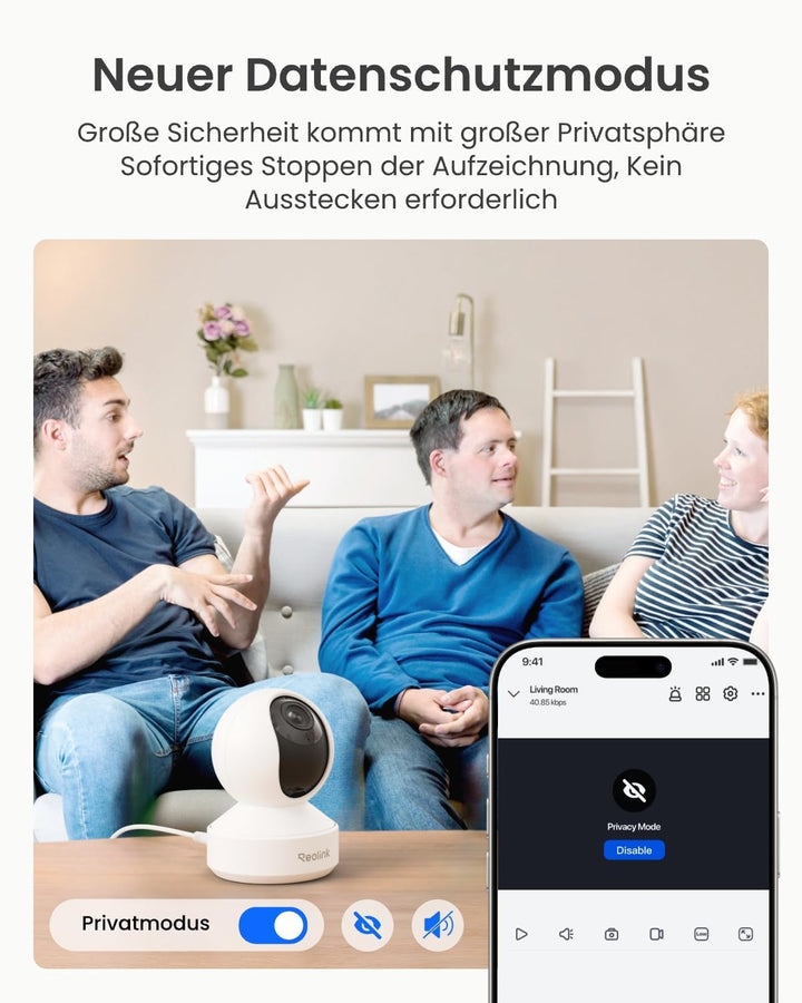 Reolink Home Hub mit 64GB microSD-Karte + 2X E1 Zoom, 4K PTZ WLAN Überwachungskamera Innen, 2,4/5 GH