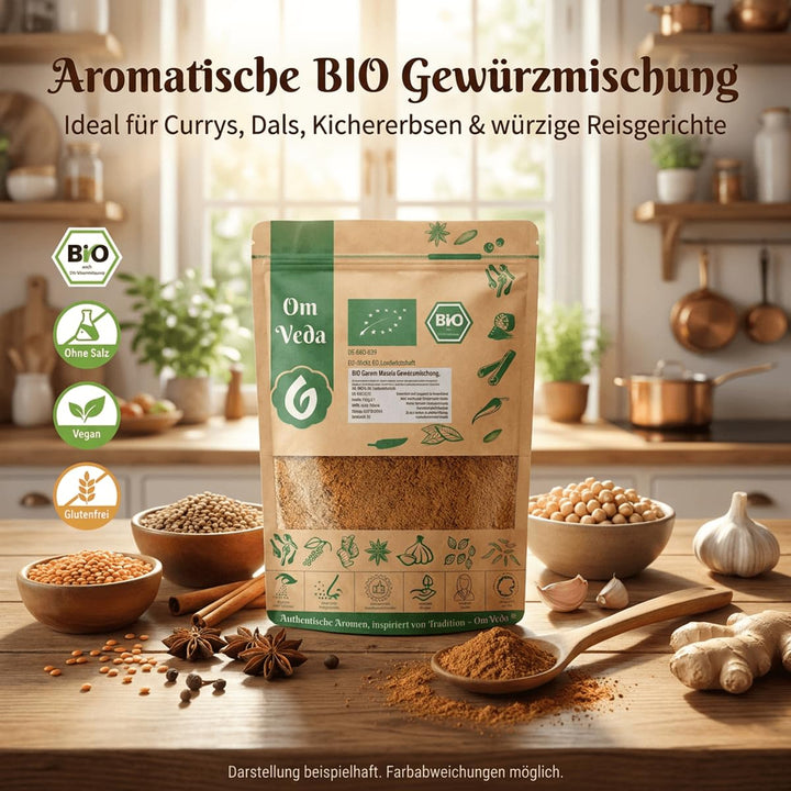 BIO Garam Masala Gewürzmischung 500g | Premium Gewürzmischung für Currys, Eintöpfe, Chutneys, Marina
